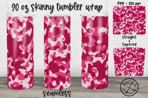 Creating Custom Merch with a Pink Camouflage Seamless Tumbler Wrap