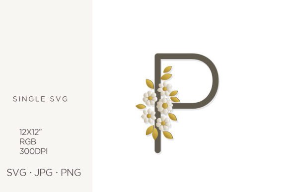 Elevate Your Brand with a Floral Monogram Featuring Flowers and Letter P