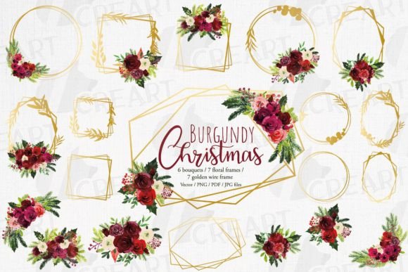 Elevating Design with Burgundy Floral Gold Frames and Bouquets