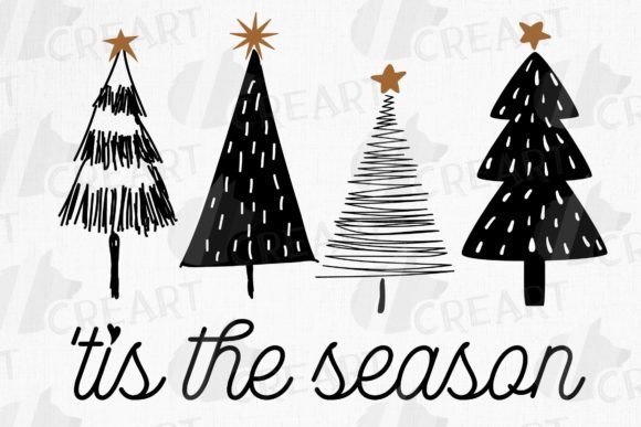 Elevating Holiday Design with Tis the Season Black Christmas Trees Svg and Boho Aesthetics
