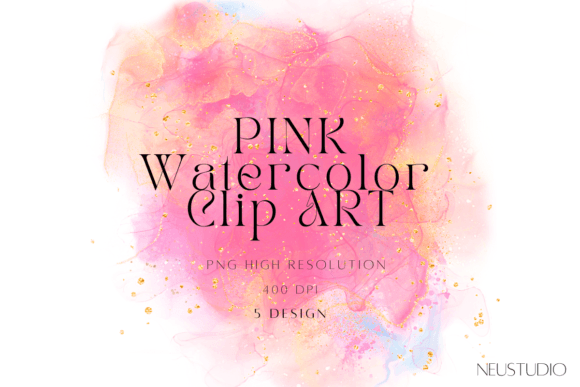 Enhancing Digital Designs with Pink Watercolor Abstract Clip Art