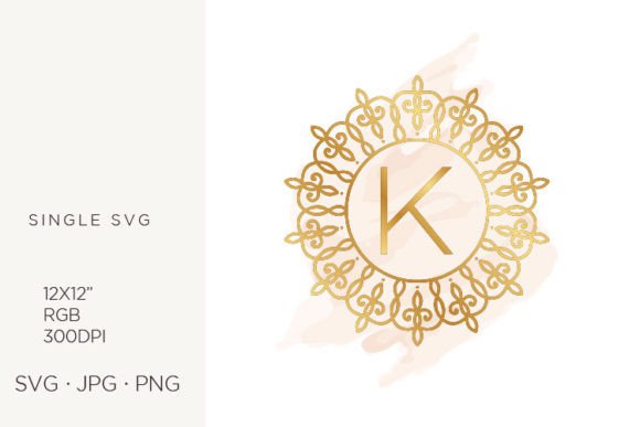 Golden Ornamental Monogram Letter K Design