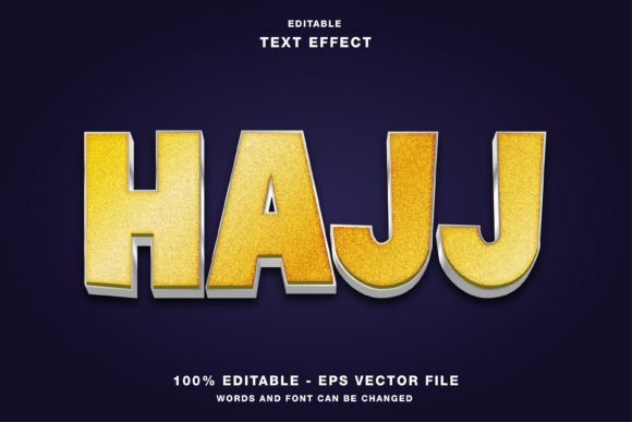 Hajj Gold Glitter Text Effect for Designers