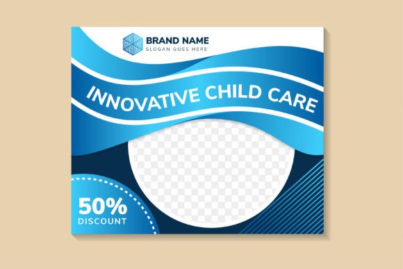 Modern Child Care Horizontal Banner: A Versatile Design Template for Professional Marketing