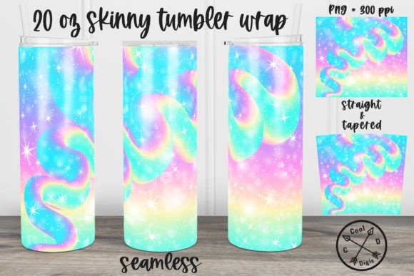 Seamless Glitter Rainbow Tumbler Wrap