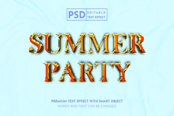 Summer Party 3D Gold Editable Text Effect: Elevate Your Seasonal Designs