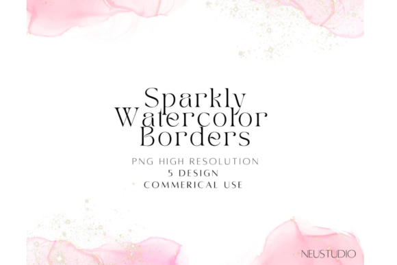 Watercolor Alcohol Ink Border Clipart