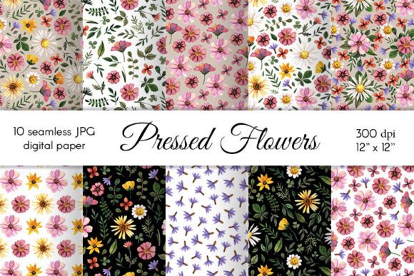 Watercolor Pressed Flowers Digital Paper: A Creative Resource for Modern Design
